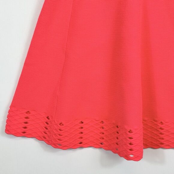 Ted Baker Zaralie Neon Coral Jacquard Panel Skater Dress Women's 6 US 14 NEW NWT - Picture 3 of 7